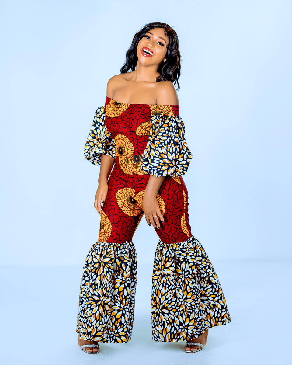 Off shoulder kitenge store jumpsuit