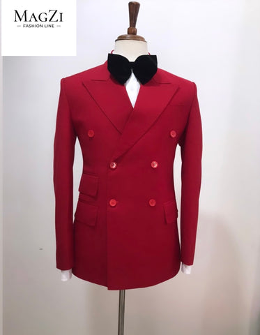 Red Valentine Six Button Men Tuxedo Male Fashion -Full