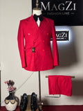 Red Valentine Six Button Men Tuxedo Male Fashion -Full