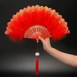 MagZi Lolita Feather Folding Fan Wedding