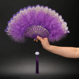 MagZi Lolita Feather Folding Fan Wedding