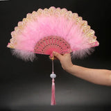 MagZi Lolita Feather Folding Fan Wedding