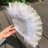 MagZi Lolita Feather Folding Fan Wedding