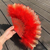 MagZi Lolita Feather Folding Fan Wedding