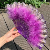 MagZi Lolita Feather Folding Fan Wedding