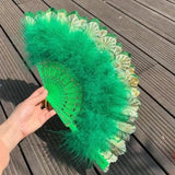 MagZi Lolita Feather Folding Fan Wedding