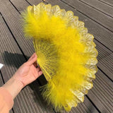 MagZi Lolita Feather Folding Fan Wedding