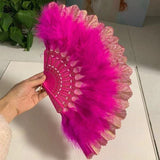 MagZi Lolita Feather Folding Fan Wedding