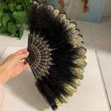 MagZi Lolita Feather Folding Fan Wedding