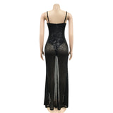 Miss Tina High Split Long Dress Women Fashion