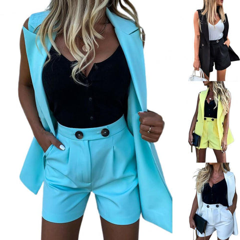 Solid Color High Waist Suit Women Fashion