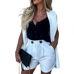 Solid Color High Waist Suit Women Fashion