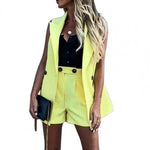 Solid Color High Waist Suit Women Fashion