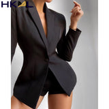 V Neck Two Piece Blazer Suit Women Fashion