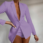 V Neck Two Piece Blazer Suit Women Fashion