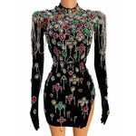 Sexy Multicolor Crystals Dress Women Fashion