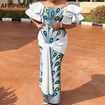 African Print Off Shoulder Dress Women Fashion