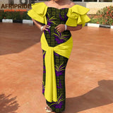 African Print Off Shoulder Dress Women Fashion