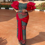 African Print Off Shoulder Dress Women Fashion