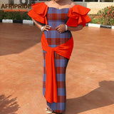 African Print Off Shoulder Dress Women Fashion