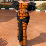 African Print Off Shoulder Dress Women Fashion