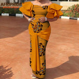 African Print Off Shoulder Dress Women Fashion