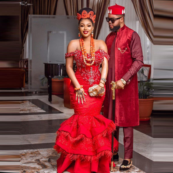 nigerian prom dress Luxury Aso Ebi Wedding/ – MagZi Fashion Line Size:L (US 8 / UK 12) this sophisticated ensemble makes tropical outfit White Lace-Trim Mini Cover-Up