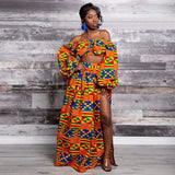 African Dashiki Print 2 Pieces Set Low Shoulder Women Fashion